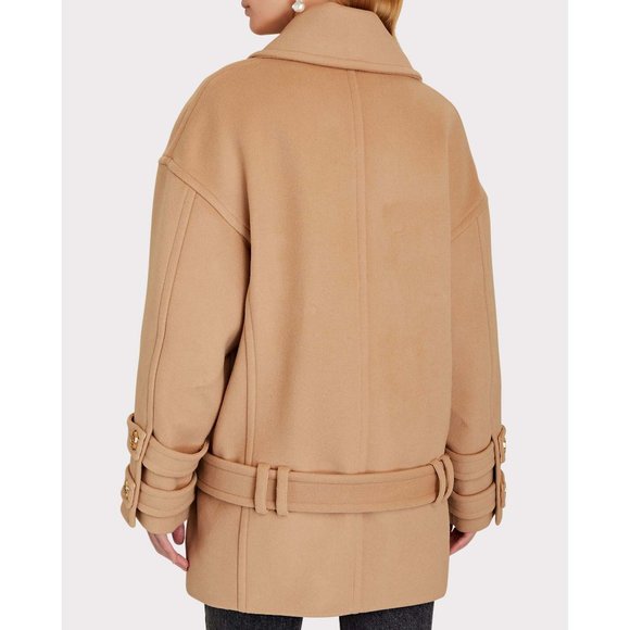 NWT size 10 Balmain Double breasted Wool Cashmere blend Felt Pea Coat in… - Picture 15 of 16